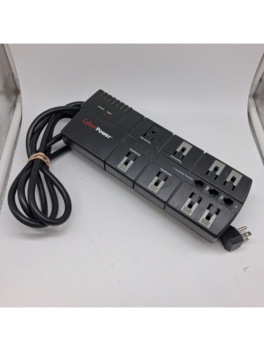 CyberPower 850 Surge Protector 8 Outlet 15A Phone Modem Line Protection Black